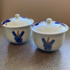 Vintage Pair of Japanese Teacups with Lids